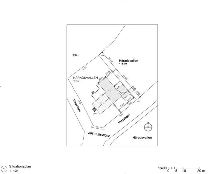 Exempel på bygglovsritning: situationsplan