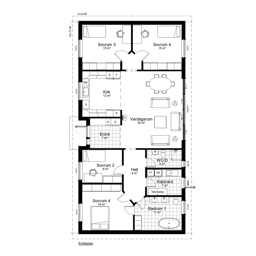 Floor plan for the single-storey house Alle 139