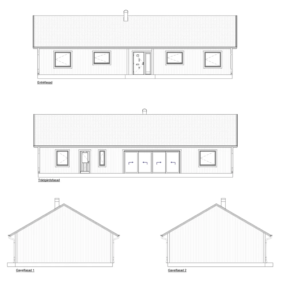 Elevation drawing for the single-storey house Alle 139