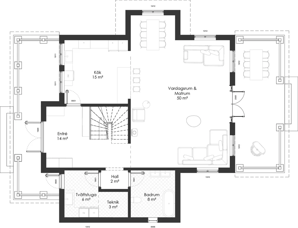 Planritning för Tvåplanshus Åsala 200