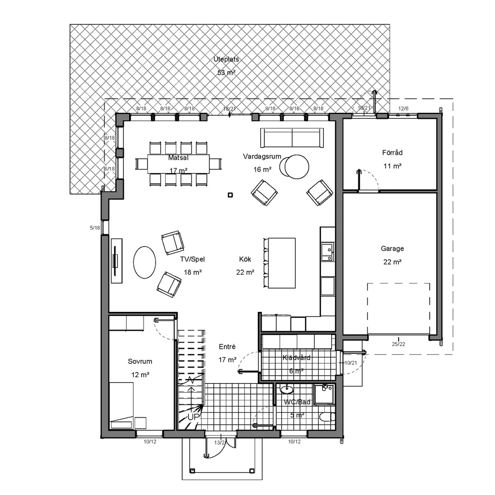 Plantegning for toetasjes hus Ekäng 236