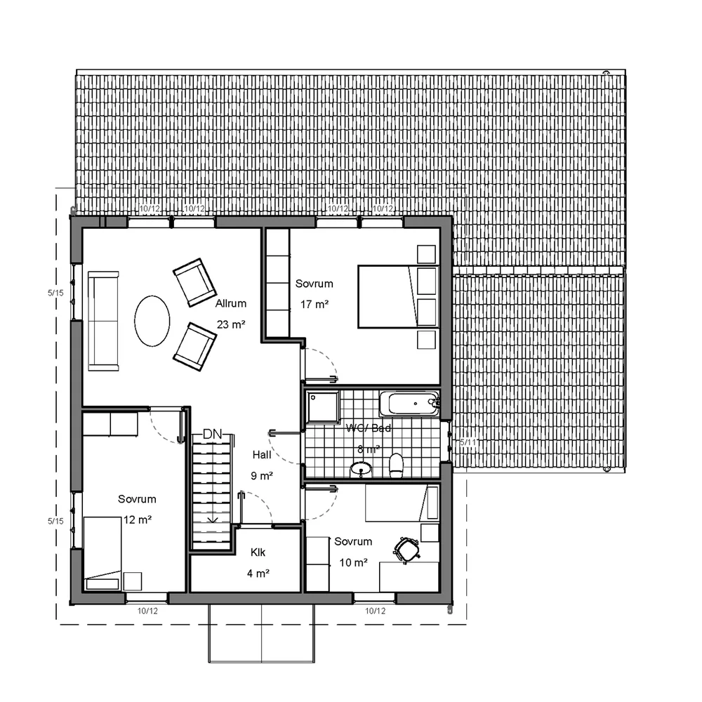 Plantegning for toetasjes hus Ekäng 236