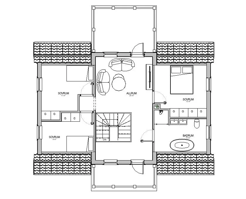 Planritning för Tvåplanshus Glottra 154